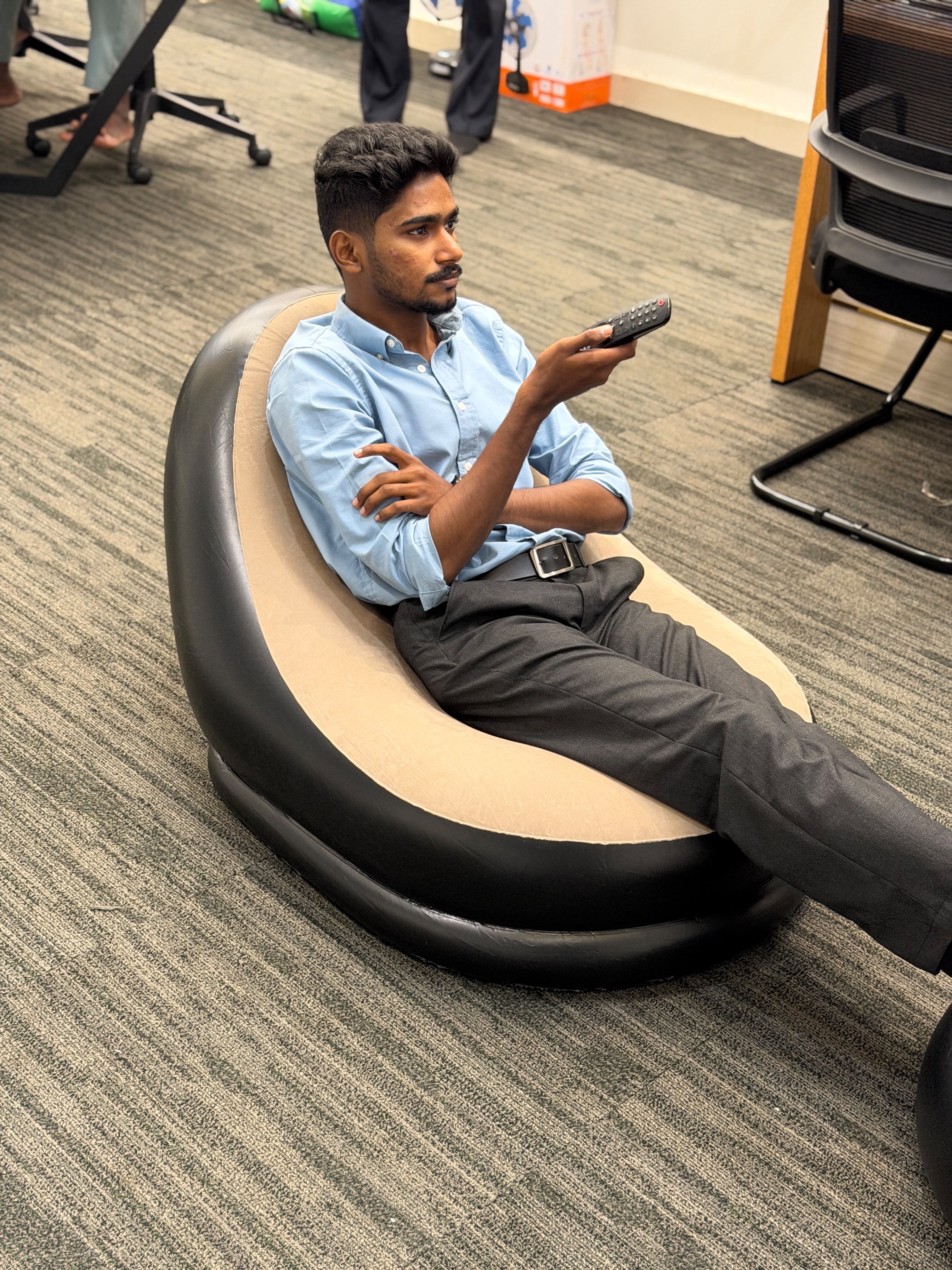 Inflatable Lounge Sofa Chair with Ottoman – Portable Single-Person Air Sofa
