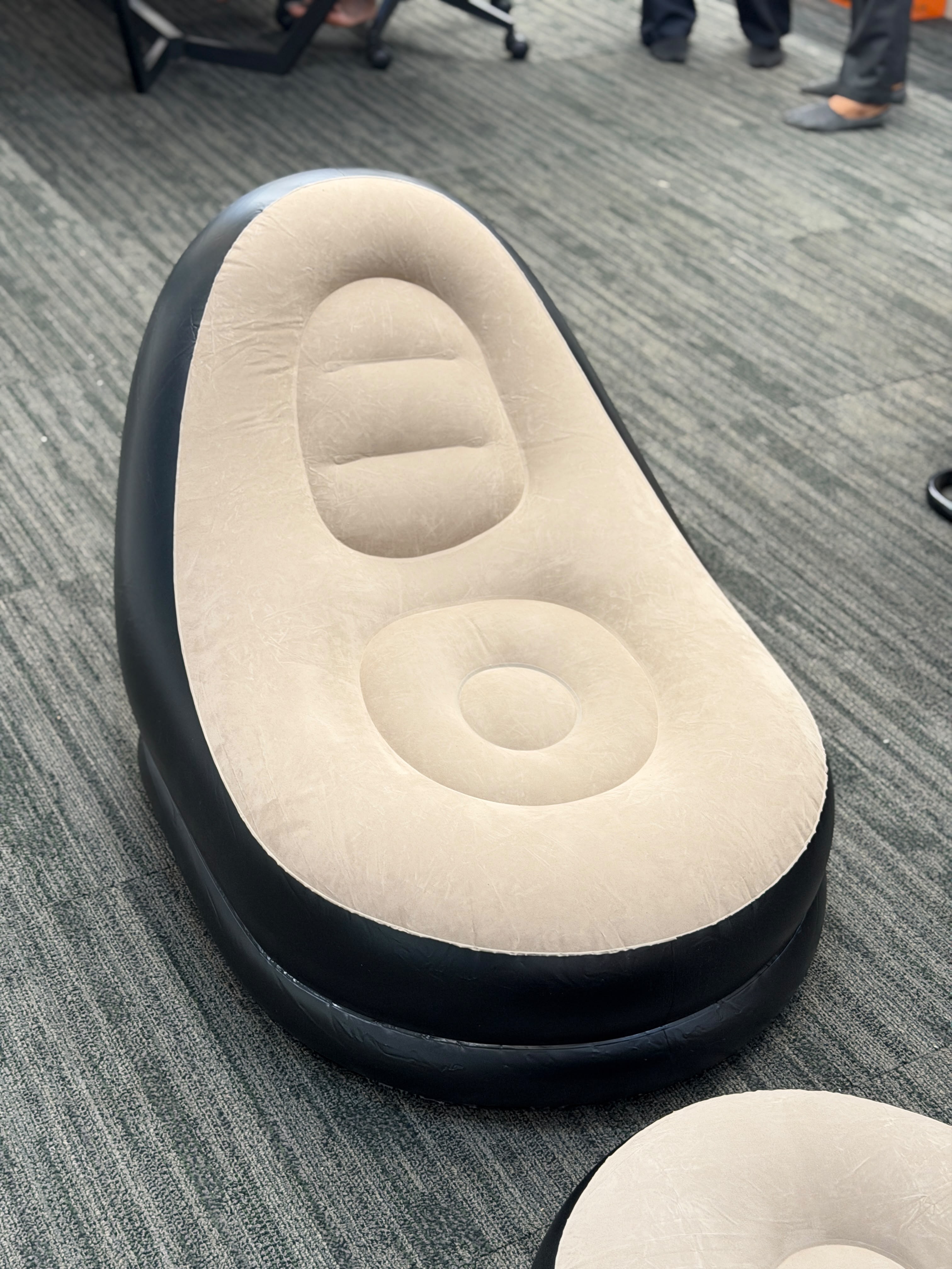 Inflatable Lounge Sofa Chair with Ottoman – Portable Single-Person Air Sofa