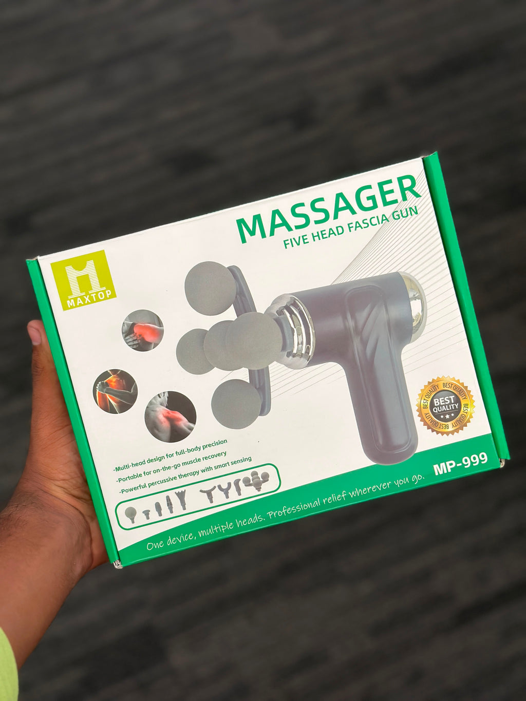 MAXTOP MP-999 5-Head Massage Gun – Deep Tissue Percussion Muscle Massager